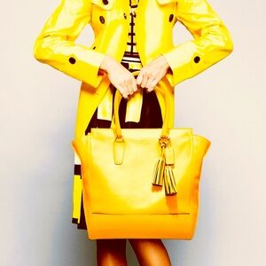 COACH Legacy Tanner Yellow Leather Tassel Shoulder Tote Handbag - NWT!